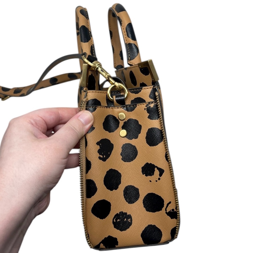 Rebecca Minkoff Small Amorous Satchel Tan Black Polka Dot Leather Handbag - Picture 4 of 16